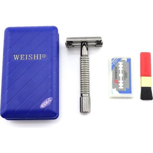 WEISHI Butterfly Safety Razor Double Edge Shaving Razor 9306-C Gun color Excellent quality 100PCS/LOT NEW