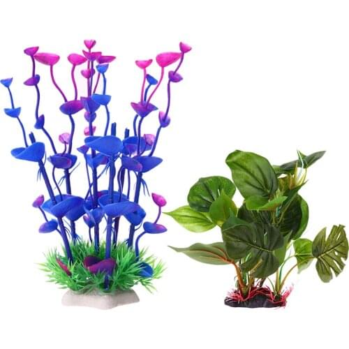 Large Leaf Aquatic Plant Simulation Purple Artificial Plastic Grass Fish Tank Water Plant Aquarium Decoration Ornament Decor