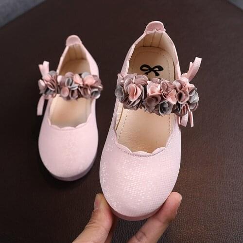 Childrens Flats Lace Big Flower Princess Party Performance Shoes Big Student Girls Shoes for Kids Soft Sole Leather Flats Shoes