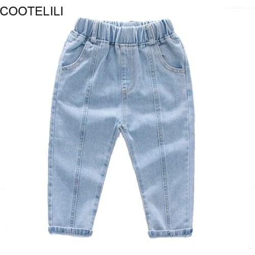 COOTELILI Fashion Kids Boys Girls Jeans Clothes Classic Pants Denim Clothing Children Baby Girls Casual Denim Long Trousers