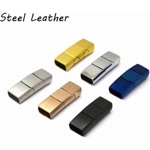 Engrave Logo 10pcs/lot Hole: 11.2*6.4mm Magnetic Clasps Stainless Steel Magnet Buckle Hooks Connector Cord for Leather Bracelets