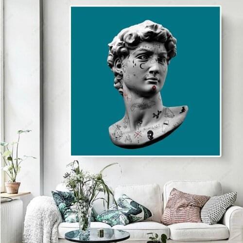 Canvas Paintings Vintage David Plaster Sculpture Poster Wall Art Prints Picture for Living Room House Interior Home Decoration