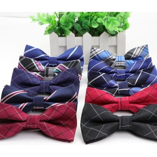 Classical Striped Fashion Bowties Groom Men Colorful Plaid Cravat Grid Male Marriage Butterfly Wedding Bow Ties