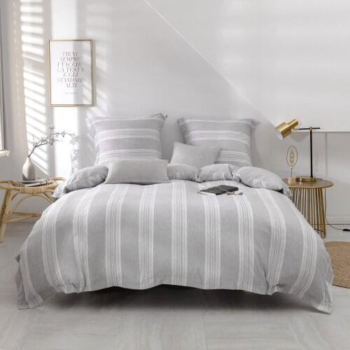 JOY TEXTILE Nordic Simple Stripe Bedding Set Cationic Soft Comforter Duvet Cover For Home Full Single Double