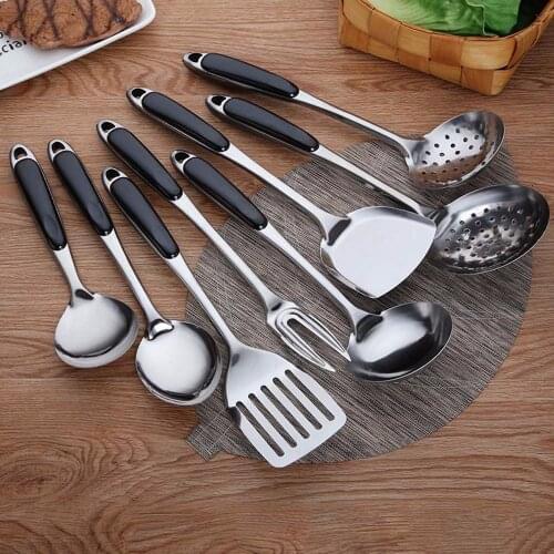 Anti-Scalding Handle Stainless Steel Spatula Soup Spoon Shovel Thickened Anti-scalding Rice Spoon Frying Shovel Kitchenware Set