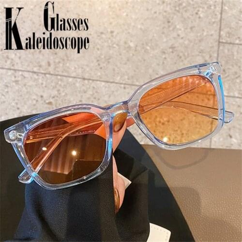 Fashion Pink Sunglasses Women Men Personality Small Frame Eyeglasses Ladies Shades Gradient Square Sun Glasses UV400 Goggles