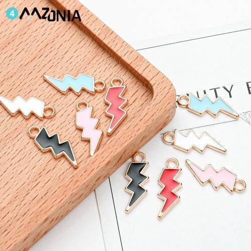 Fashion Alloy Lightning Enamel Charm Anklet Bracelet Necklace DIY Handmade Accessories Craft 20pcs Jewelry Making Wholesale