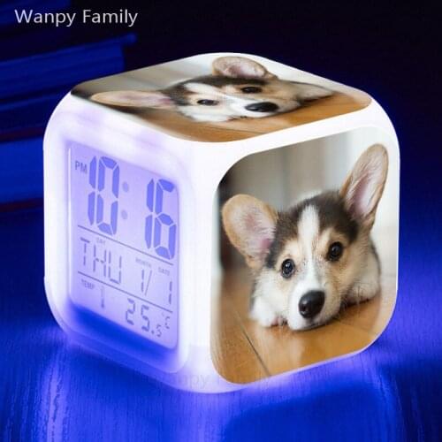 Cartoon dog Alarm Clocks Glowing LED Color Change Digital Alarm Clocks Childrens Holiday Gifts Multifunctio alarm clocks