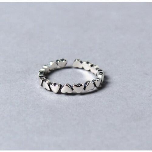 New Arrival Simple Sweet Heart With Heart 925 Sterling Silver Jewelry Love Temperament Peach Popular Opening Rings SR465