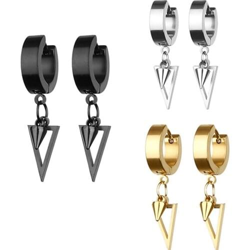 New Triangle Stainless Steel Earrings for Women Men Punk Rock Hoop Earrings Piercing Jewelry Hanging Earrings Girls Accessories