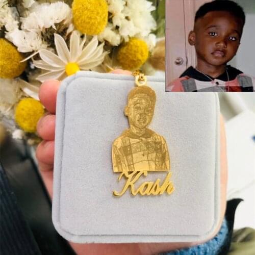 Custom Portrait Photo Pet Memory Jewelry Pendant Name Stainless Steel Engrave Choker Family Personalized Necklace Valentine Gift