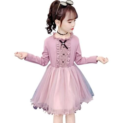 Dresses For Girls Mesh Girls Party Dress Kids Lace Children Party Dress Big Bow Clothes For Girls 6 8 10 12 14