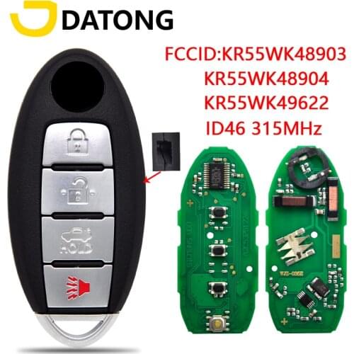 Datong World Car Remote Key For Nisan Teana Altima Maxima Murano Infiniti G25 G35 G37 Q60 FX35 FX37 QX70 FX50 ID46 315MHz Card