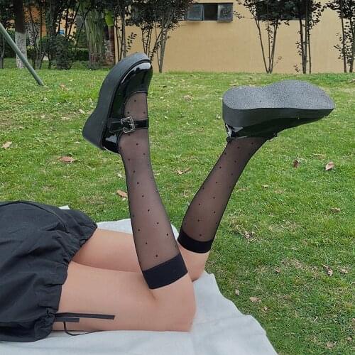 Sexy Dot Silk Stockings Women Transparent Long Stocking Woman Summer Thin Jk High Knee Socks Leg Elastic Dress Calcetines Media