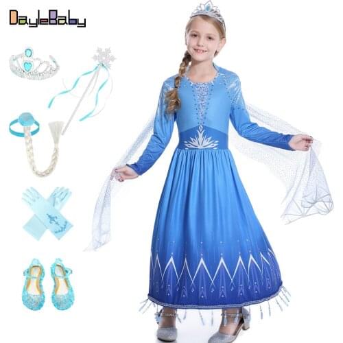 Snow Queen New Frozen2 Elsa Costume for Baby Girls Kids Princess Elsa Dress fantasia infantil Party Carnival Costume
