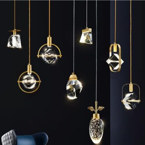 Modern Led Luxury Crystal Pendant Lights Single Head Luster Living Room Hanglamp Art Lustres Kitchen Indoor Lighting