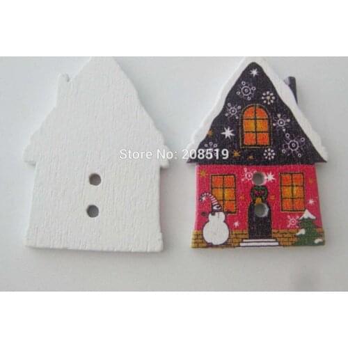 WBNGNO Novelty House shape buttons for christmas decoration 100pcs DIY home decor embellishments