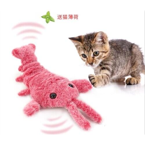 Funny Electric Jumping Shrimp Moving Cat Simulation Lobster Electronic Plush Toys For Pet Children Stuffed Animal Christmas Gift