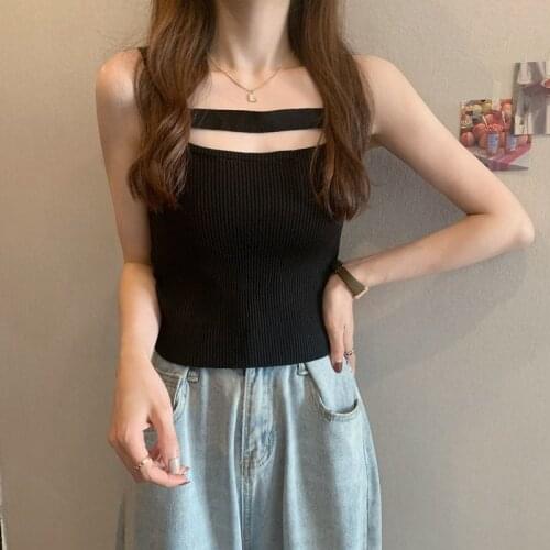 Women Tanks Tops Summer 2021 Top Knitted Vest Camisole Female Camis Crop Top For Women