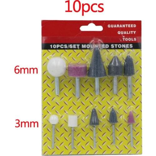 1/4'' Shank 10pcs/set Ceramic Mounted Grinding Stone for Grinding Polishing Carving and Burnishing Aluminum Oxide Material
