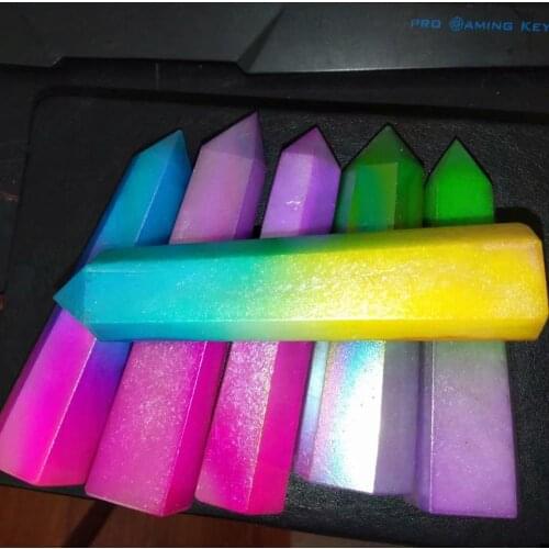 1pc125-130mm Natural Polychrome Fluorite Quartz Crystal wand healing