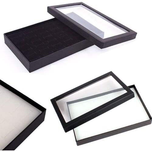 1Pcs Practical Fine 36 Slots Ring Storage Ear Display Box Jewelry Organizer Holder Transparent Window Show Case 21.7x13.5x3cm