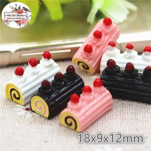 10PCS strawberry cake Resin Flat back Cabochon Miniature food Art Supply Decoration Charm Craft
