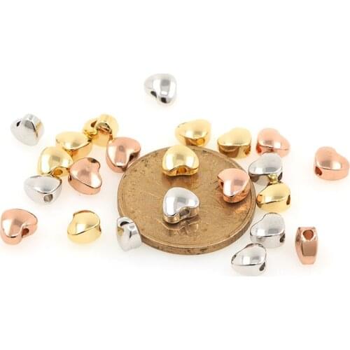 10PCS Gold Brass Small Heart Spacer Beads Heart Shape Connector For DIY Bracelets Necklace Pendants Making