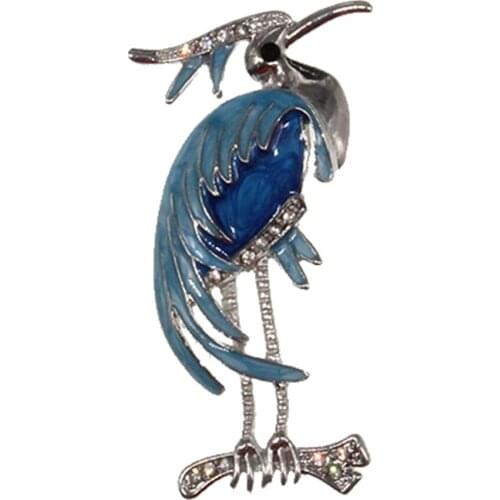 100pcs/lot Womens Crystal Blue Enamel Clear Gold-Tone Lovely Woodpecker Bird Pin Brooch