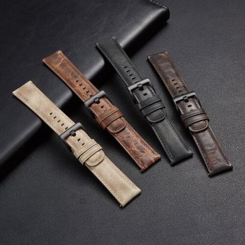 22mm Smart Watches Band New Crack Retro Strap Smart Quick Release Strap Leather Top Layer Cowhide