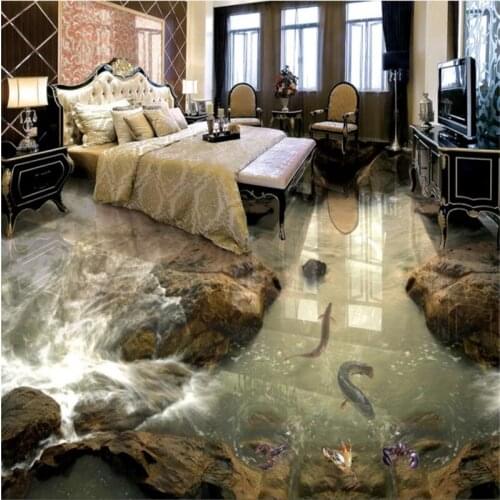 Beibehang background seaside gravel river living room bathroom 3D waterproof floor three-dimensional waterproof thickening