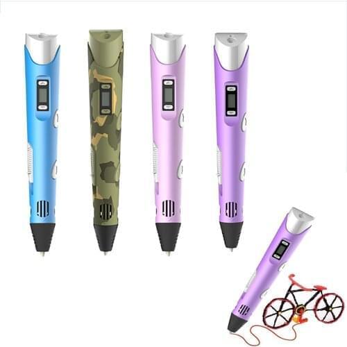 3D Pen Digital Display Intelligent 3D Printing Pen High Temperature 3D Graffiti Painting Pens with USB Cable Creative Gift #R10
