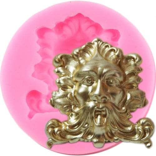 3D Old Man Avatar Silicone Mold Baroque Relief Cupcake Topper Fondant Molds Cake Decorating Tools Resin Candy Chocolate Moulds