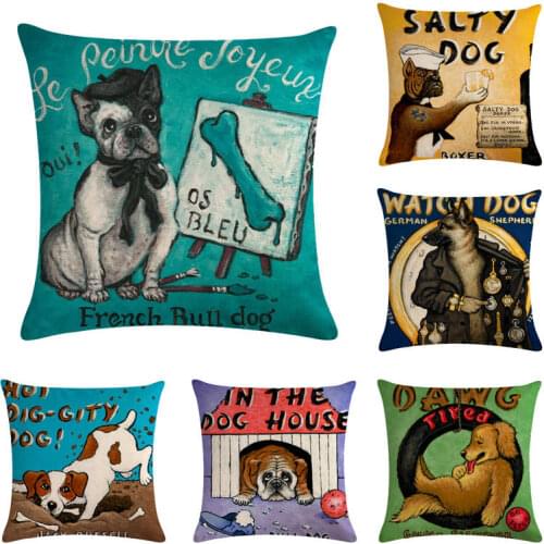 45cm*45cm Cartoon pet dog design linen/cotton throw pillow covers couch cushion cover home decorative pillows