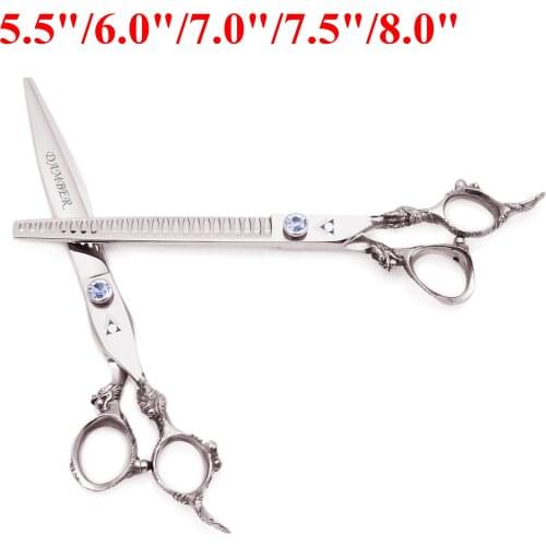 5.5 6 7 7.5 8 Hair Scissors Professional Hairdressing Barber Scissor Cutting Thinning Pet Shears Dog Grooming Scissors Set 9107