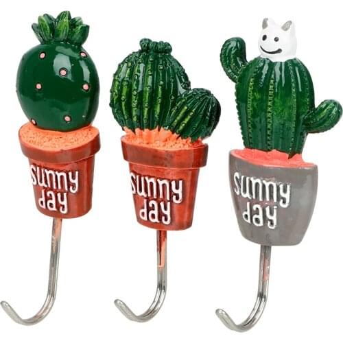 Free Nail Hook Clothes Towel Stainless Steel Hooks Sticky Strong Viscose Kitchen Bathroom Pineapple Cactus Seamless Stick Hook