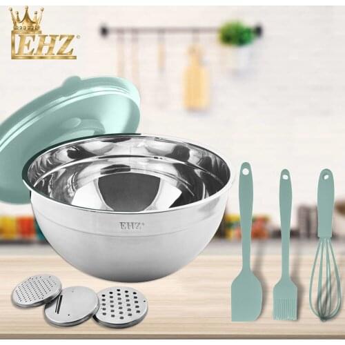 EHZ Mixing Bowl 8 PCS Stainless Steel Salad Bowl Sealed Fresh Bowl Mandoli Vegetable Sharp Shredder Grater Kitchen Cooking Tools