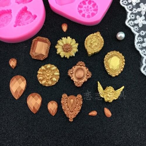 European gem jewelry diamond silicone mold chocolate flip sugar baking tool cake decorative aromatherapy gypsum drop mold