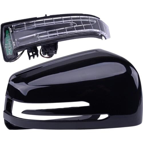 Glossy Black Right Wing Mirror Cover Cap&Indicator Light Lamp Fit for Mercedes-Benz W204 W212 W221 A2128100264 2129067501