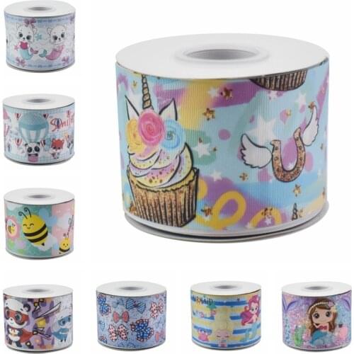 HSDCraft Free shipping 50 Yards/Roll HT Printed Grosgrain ribbon for diy Hair Accessories