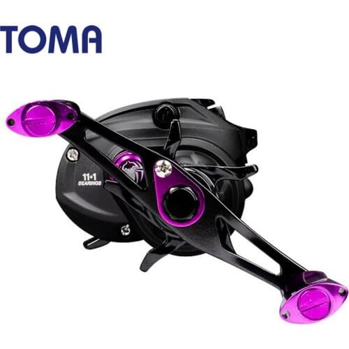 TOMA Baitcasting Reel Fishing Bait Casting 7.0:1 11+1BB Ball Bearings Carbon Fiber Drag System Metal Knob Long Handle