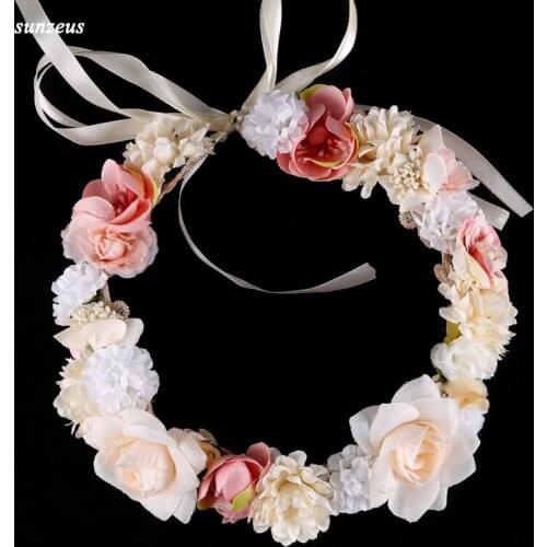 Beautiful Flowers Garland Bridal Headband Bridesmaid HeadWear Wedding Head Band SQ233