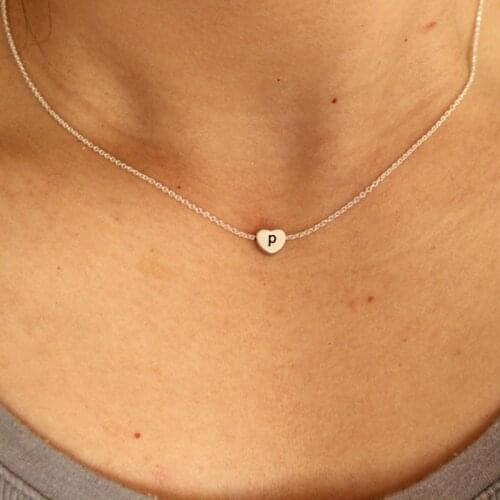 Tiny Dainty Heart Pendants Necklaces Stainless Steel Initial Necklace For Women Lucky Jewelry Christmas Gifts Collier Femme 2019