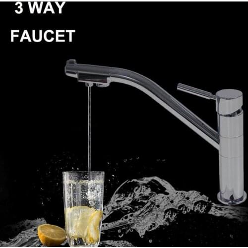 Filter Kitchen Faucet Mixer 3 in 1 Filter Tap Pure Drinking Filtered Water Hot Cold Tap Water 3 Way Filter Kitchen Tap Mixer
