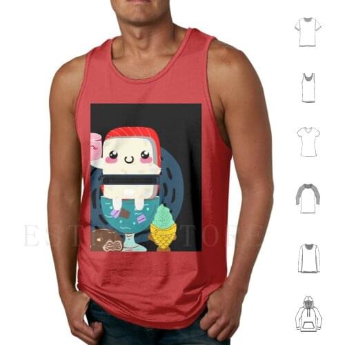 Maguro Dezato Tank Tops Vest Sleeveless Japanese Food Kawaii Original Design Streetwear New School Cute Fast Food Hip
