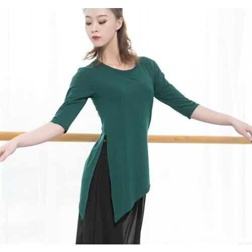 Adult Modal Mid-Sleeve Latin Dance Yoga Top T Shirt Practice Costume for Women Bellydance Dancing Clothes Dancer Wear Clothing