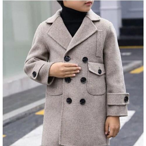 Fashion Children Windbreaker Jacket Coats For 3 4 6 8 10 12 14 Yrs Teens Boy Winter Autumn Trench Coat Wool Kids Boys Outerwear