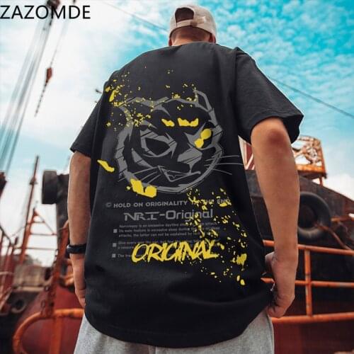 ZAZOMDE 2021 Mens Oversized T-shirt Gothic Men Clothing Graphic T-shirt Hip Hop Short Sleeve Cotton Loose Fashion T-shirt