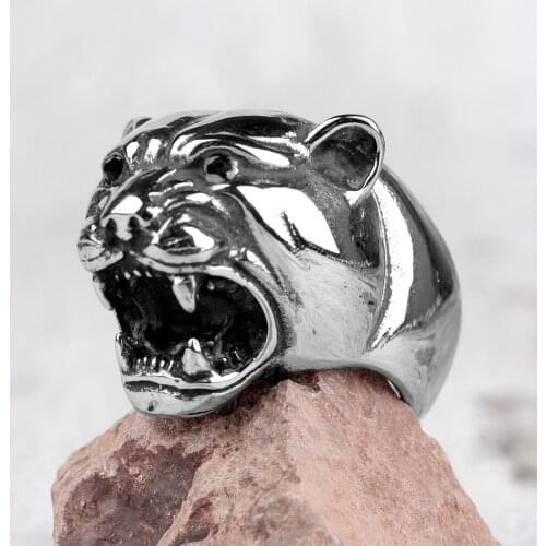 Stainless Steel Men Rings Leopard Animal Punk Rock HipHop Personality for Biker Male Boyfriend Jewelry Creativity Gift Wholesale