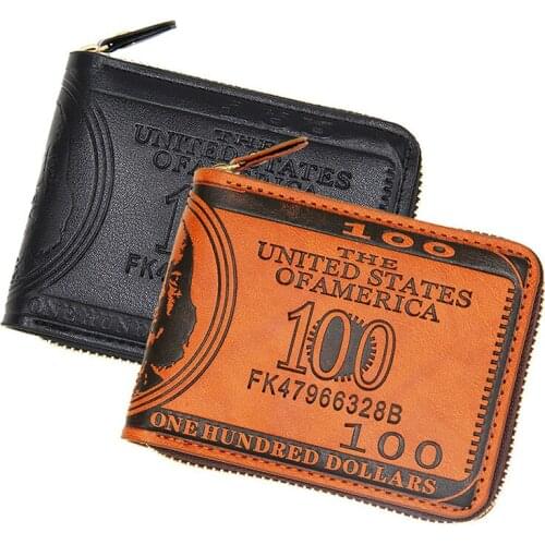 Mens wallet retro large-capacity fashion casual zipper short wallet